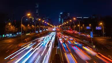 8K震撼延时北京朝阳区二环夜景车流视频的预览图